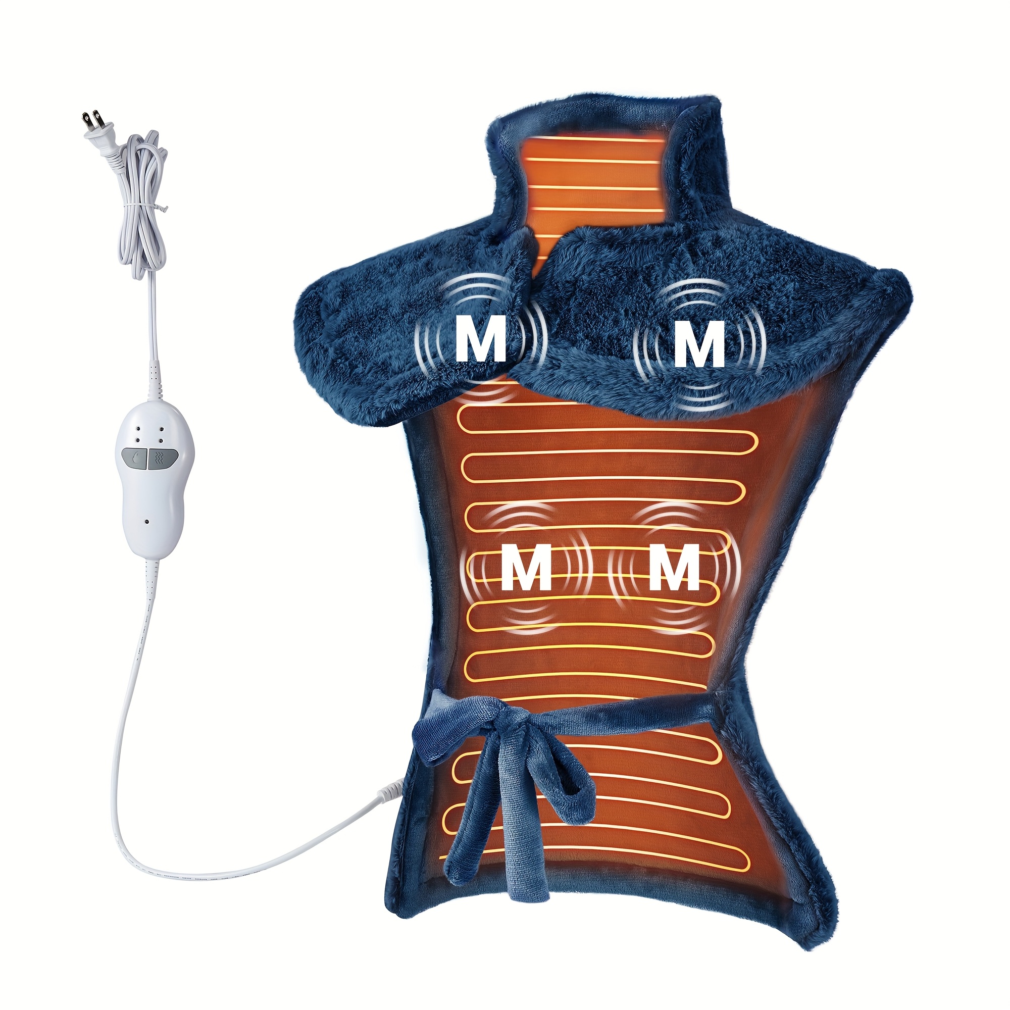 Heated Pad Electric - 4 Motors Massaging Heating Pad for