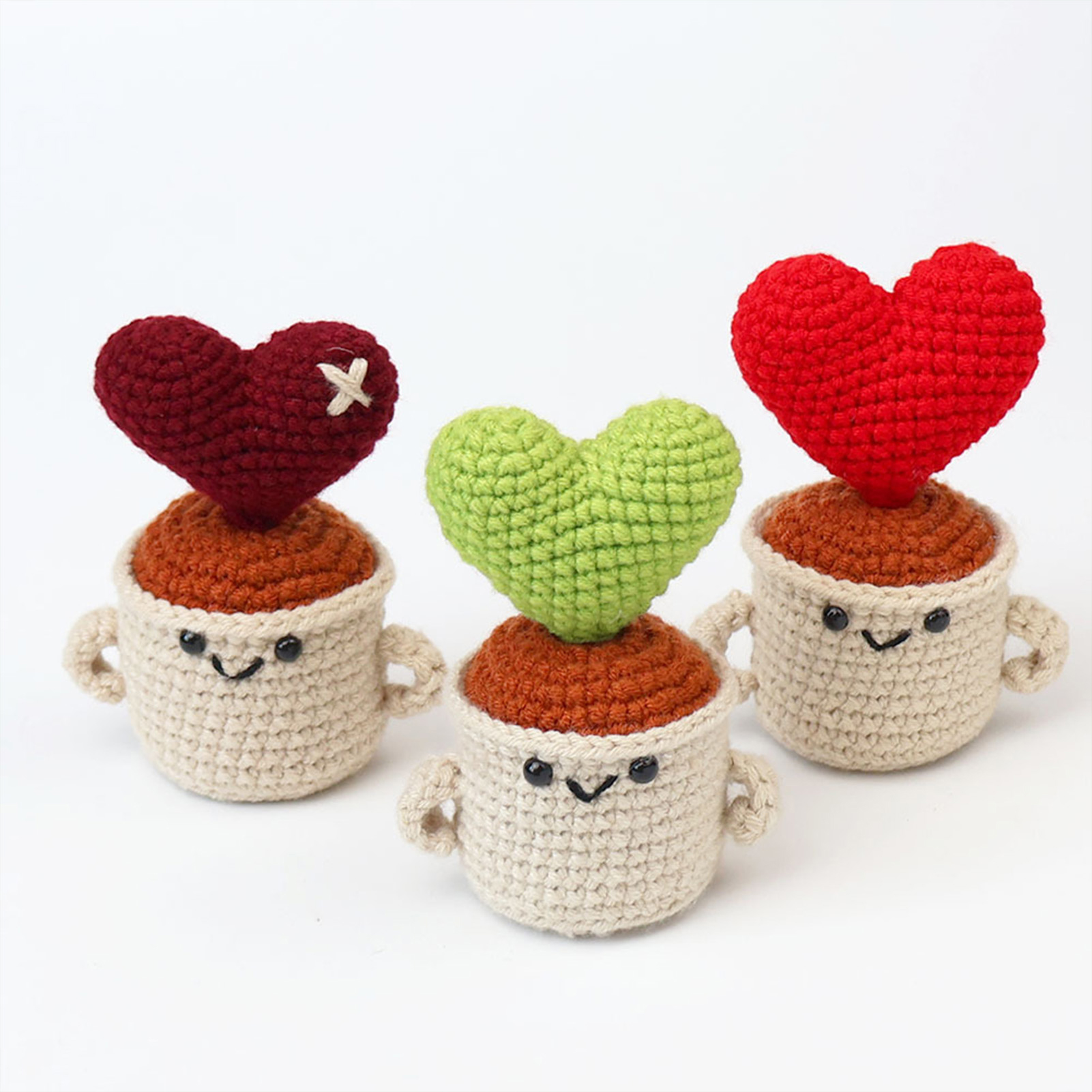 Home Textiles Today News - Handmade Knitted Flower Pot Red Heart