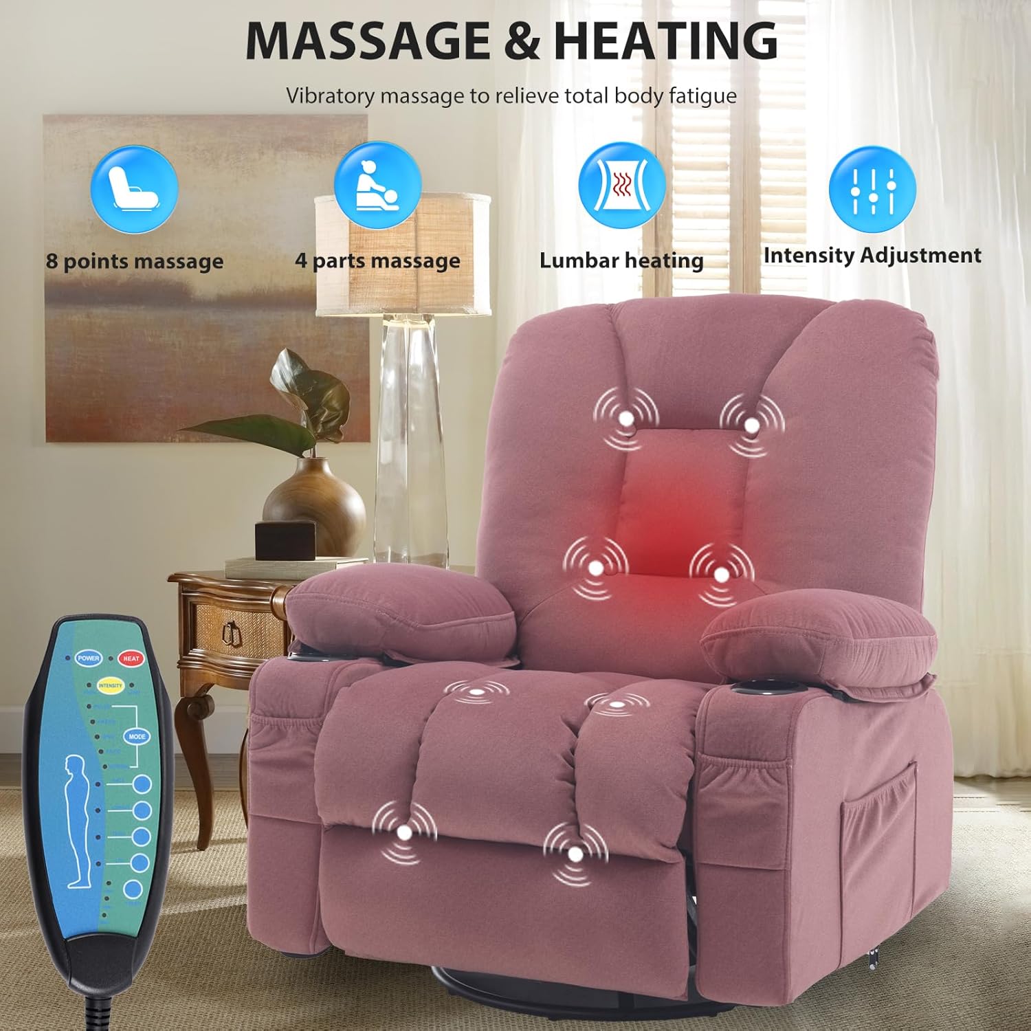 Rocker Swivel Recliner Chair w - Home Textiles Of Scandinavia 评论和价格