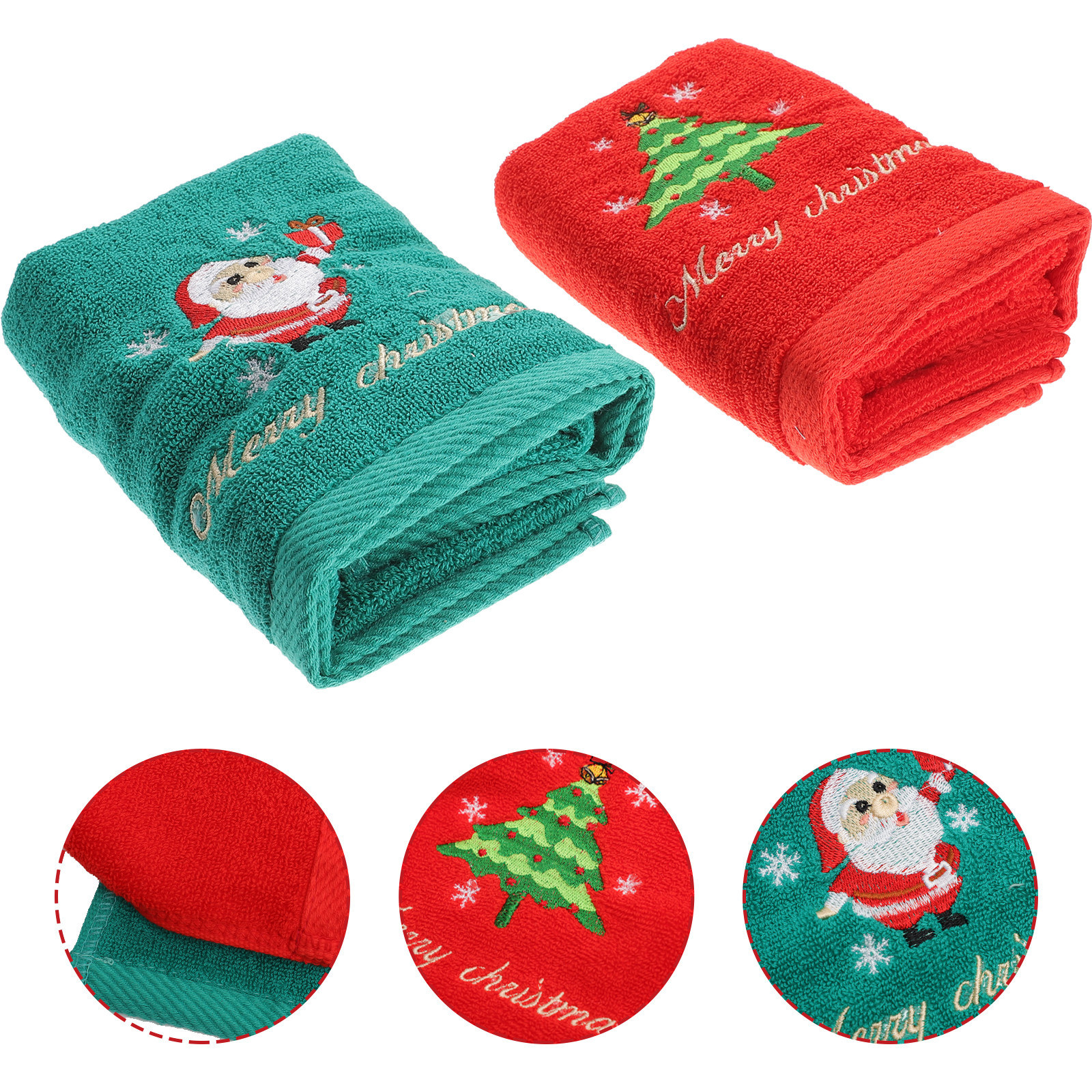 2Pcs Christmas Cotton Towels E - Home Textiles Pakistan 评论和价格