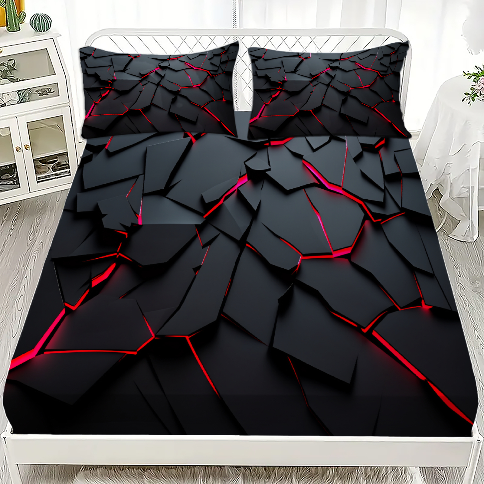 3Pcs Lightning Glow Fitted She - Home Textiles Discount 评论和价格